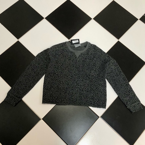 NWT ATM French Terry Leopard Sweatshirt Asphalt Black Grey Oversized size XS - Picture 5 of 13